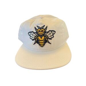Bee Embroidered Cream Cap